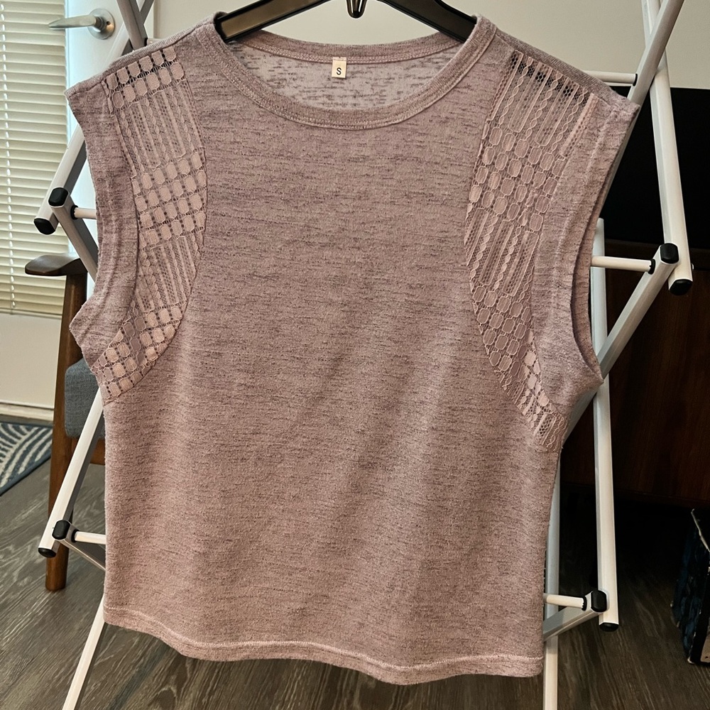 ❌SOLD❌ Lilac Dolman Top with Lace Inset Sides